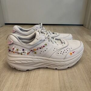 Hoka One One Bondi Vibrant Bloom Women Size 13 Leather Embroidered Running Shoes